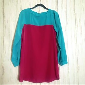 Anthropologie Everly Colorblock Bishop Sleeve Dress small